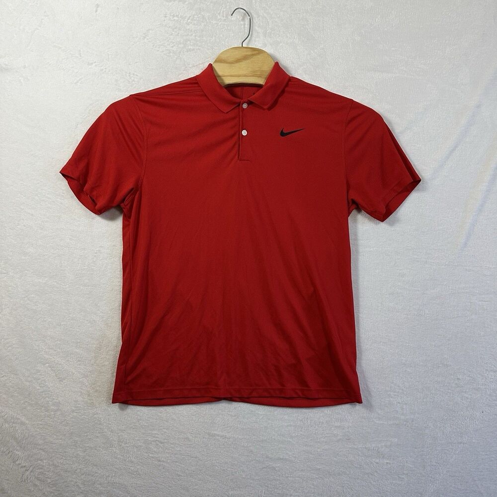 Nike Dri-Fit Victory Golf Polo Shirt Men's Size M Red Short Sleeve Shirt‎ Tiger